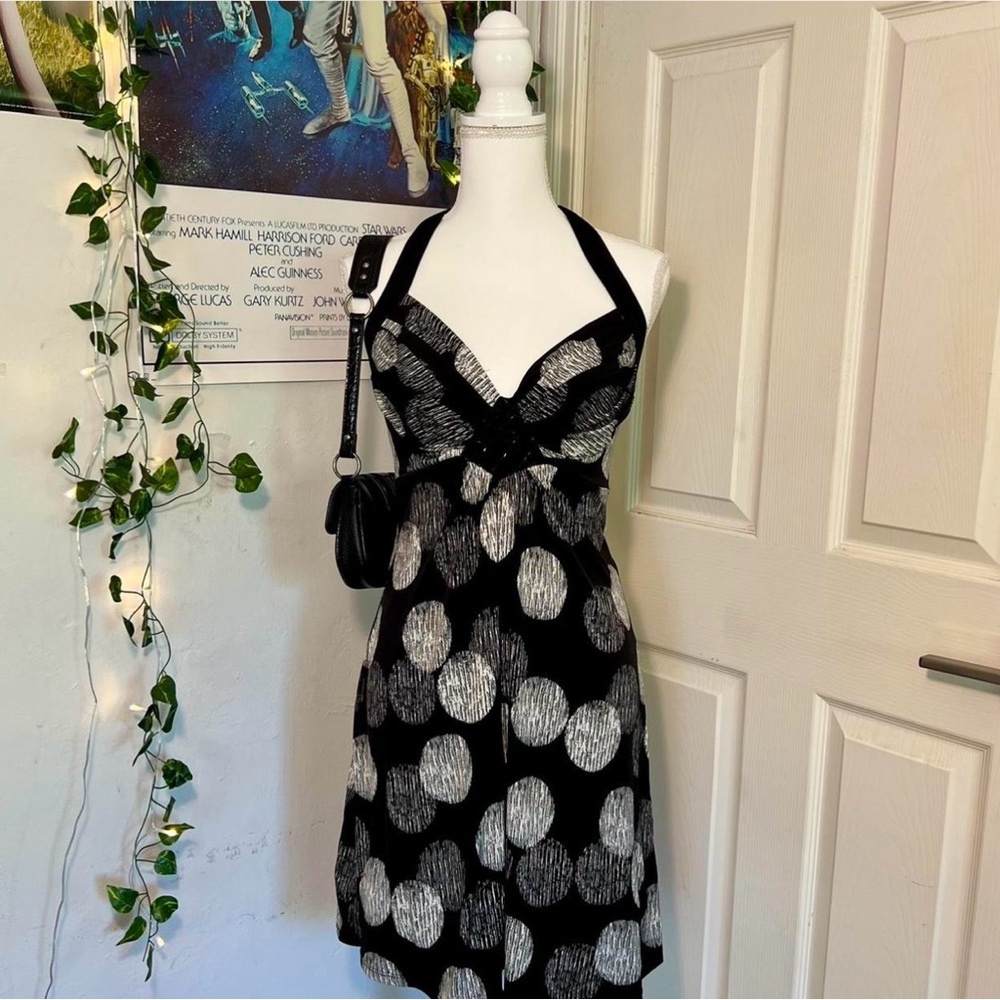 Source Unknown Black and White Patterned Mini Dress